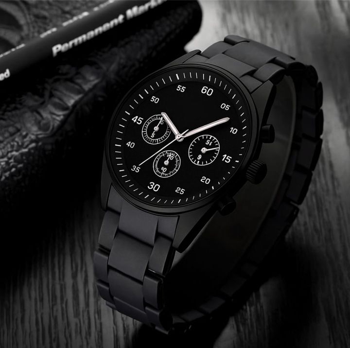 Black High Standard Of Materials Formal Premium Stylish Designer Men Watch (Black)
